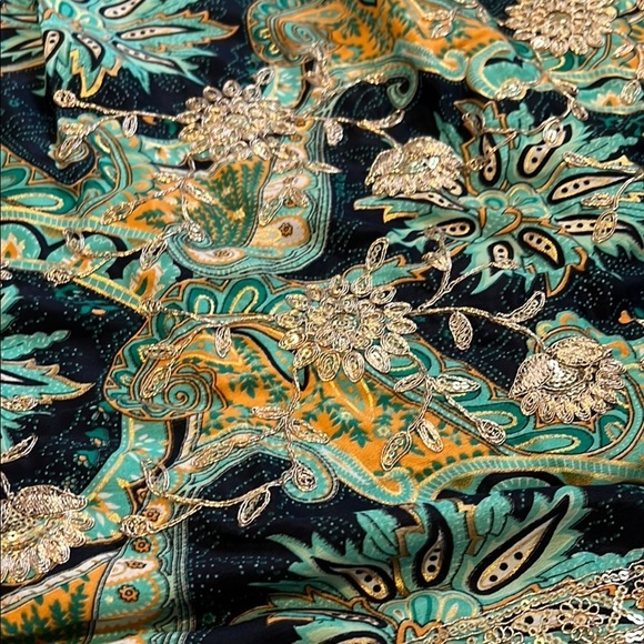 Paisley Print Maxi Skirt Gold Detail Womens Small - Picture 5 of 11